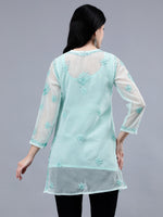 Load image into Gallery viewer, Seva Chikan Hand Embroidered Georgette Lucknowi Chikankari Top With Slip