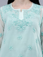 Load image into Gallery viewer, Seva Chikan Hand Embroidered Georgette Lucknowi Chikankari Top With Slip