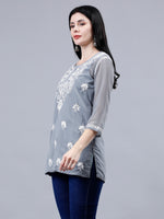 Load image into Gallery viewer, Seva Chikan Hand Embroidered Georgette Lucknowi Chikankari Top With Slip