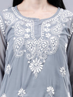 Load image into Gallery viewer, Seva Chikan Hand Embroidered Georgette Lucknowi Chikankari Top With Slip