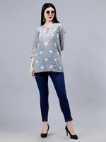 Load image into Gallery viewer, Seva Chikan Hand Embroidered Georgette Lucknowi Chikankari Top With Slip