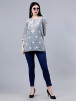 Load image into Gallery viewer, Seva Chikan Hand Embroidered Georgette Lucknowi Chikankari Top With Slip