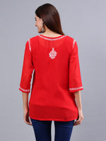 Load image into Gallery viewer, Seva Chikan Hand Embroidered Georgette Lucknowi Chikankari Top With Slip