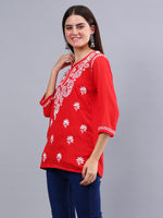 Load image into Gallery viewer, Seva Chikan Hand Embroidered Georgette Lucknowi Chikankari Top With Slip