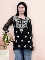 Load image into Gallery viewer, Seva Chikan Hand Embroidered Georgette Lucknowi Chikankari Top With Slip