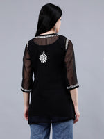 Load image into Gallery viewer, Seva Chikan Hand Embroidered Georgette Lucknowi Chikankari Top With Slip