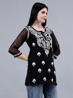 Load image into Gallery viewer, Seva Chikan Hand Embroidered Georgette Lucknowi Chikankari Top With Slip