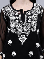 Load image into Gallery viewer, Seva Chikan Hand Embroidered Georgette Lucknowi Chikankari Top With Slip