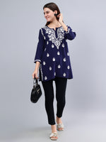 Load image into Gallery viewer, Seva Chikan Hand Embroidered Rayon Lucknowi Chikankari Top