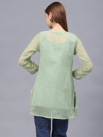 Load image into Gallery viewer, Seva Chikan Hand Embroidered Georgette Lucknowi Chikan Top With Slip