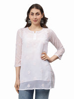 Load image into Gallery viewer, Seva Chikan Hand Embroidered Georgette Lucknowi Chikan Top SCL9217