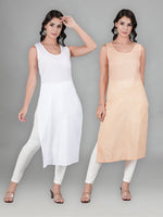 Load image into Gallery viewer, Seva Chikan Cotton Long Slips Combo of White (Pack of 2)