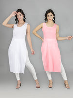 Load image into Gallery viewer, Seva Chikan Cotton Long Slips Combo of White (Pack of 2)
