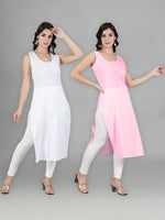 Load image into Gallery viewer, Seva Chikan Cotton Long Slips Combo of White (Pack of 2)
