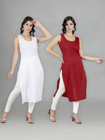 Load image into Gallery viewer, Seva Chikan Cotton Long Slips Combo of White (Pack of 2)