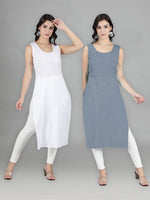 Load image into Gallery viewer, Seva Chikan Cotton Long Slips Combo of White (Pack of 2)