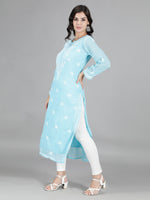 Load image into Gallery viewer, Seva Chikan Hand Embroidered Georgette Chikankari Kurta With Slip