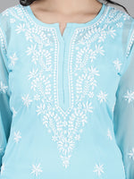 Load image into Gallery viewer, Seva Chikan Hand Embroidered Georgette Chikankari Kurta With Slip