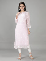 Load image into Gallery viewer, Seva Chikan Hand Embroidered Georgette Chikankari Kurta With Slip