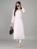 Load image into Gallery viewer, Seva Chikan Hand Embroidered Georgette Chikankari Kurta With Slip