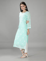 Load image into Gallery viewer, Seva Chikan Hand Embroidered Georgette Chikankari Kurta With Slip
