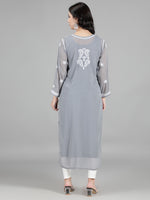 Load image into Gallery viewer, Seva Chikan Hand Embroidered Georgette Chikankari Kurta With Slip