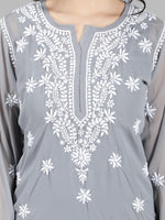Load image into Gallery viewer, Seva Chikan Hand Embroidered Georgette Chikankari Kurta With Slip