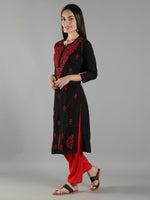 Load image into Gallery viewer, Seva Chikan Hand Embroidered Black Cotton Chikankari Kurta