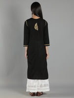 Load image into Gallery viewer, Seva Chikan Hand Embroidered Black Cotton Chikankari Kurta