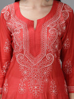 Load image into Gallery viewer, Seva Chikan Hand Embroidered Chanderi Chikankari Kurta