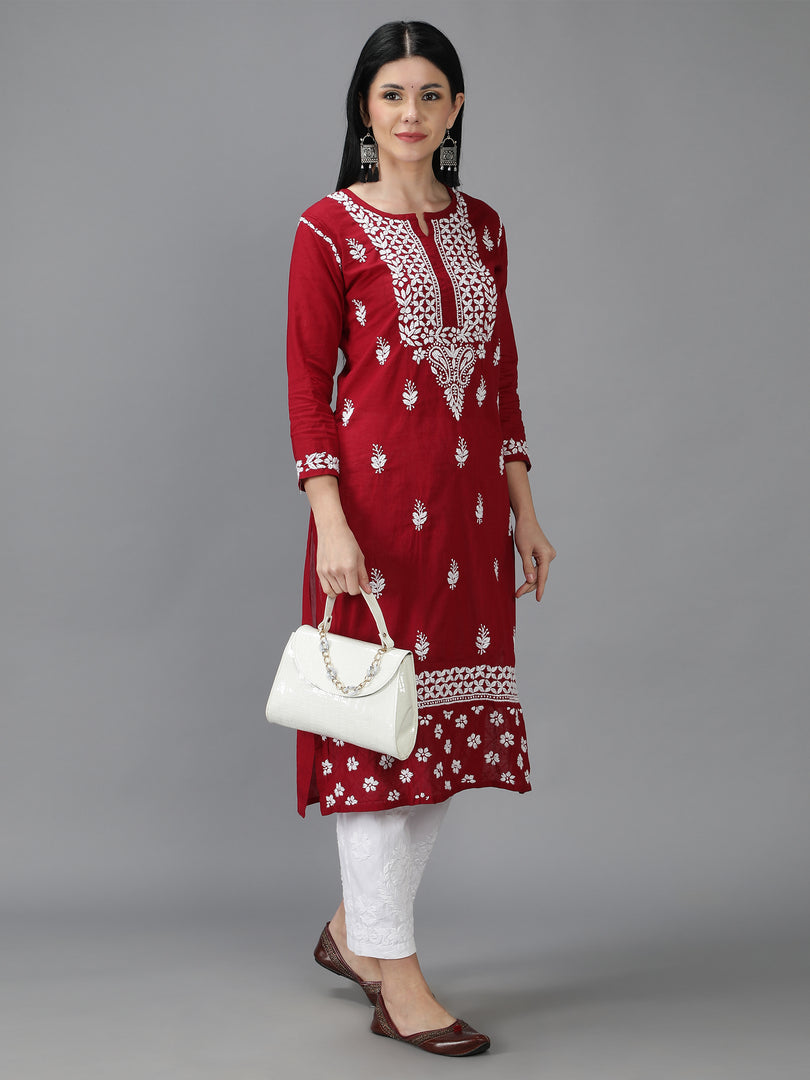 Seva Chikan Hand Embroidered Cotton Chikankari Kurta