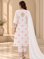 Load image into Gallery viewer, Seva Chikan Hand Embroidered White Terivoil Cotton Lucknowi Chikankari Unstitched Suit Piece-SEV15014
