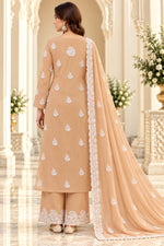 Load image into Gallery viewer, Seva Chikan Hand Embroidered Fawn Georgette Lucknowi Chikankari Unstitched Suit Piece-SEV15043