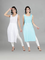 Load image into Gallery viewer, Seva Chikan Cotton Long Slips Combo of White (Pack of 2)