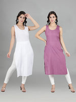 Load image into Gallery viewer, Seva Chikan Cotton Long Slips Combo of White (Pack of 2)