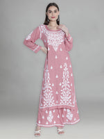 Load image into Gallery viewer, Seva Chikan Hand Embroidered Modal Cotton Chikankari Kurta With Palazzo