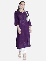 Load image into Gallery viewer, Seva Chikan Hand Embroidered Rayon Lucknowi Chikankari Kurta