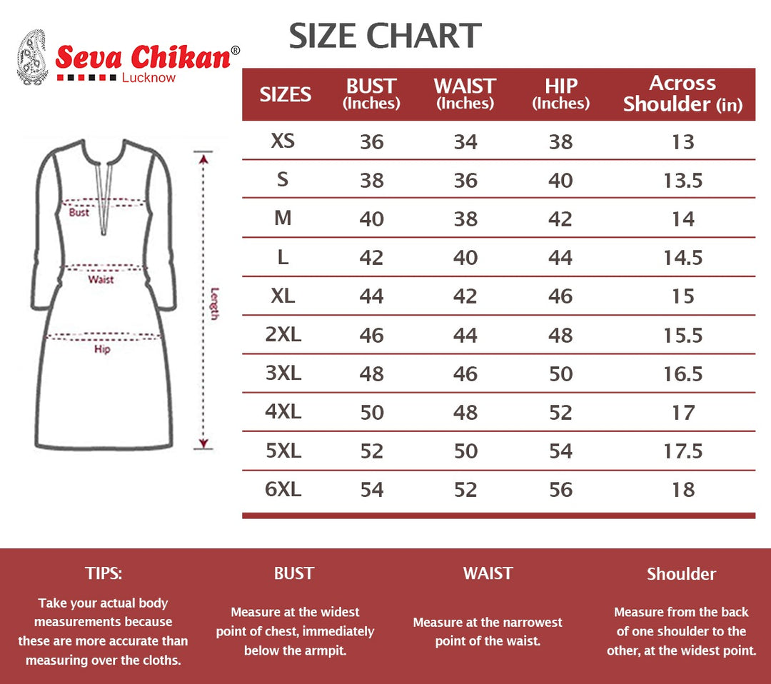 Seva Chikan Hand Embroidered Cotton Lucknowi Chikankari A-Line Kurta
