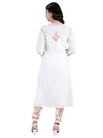 Load image into Gallery viewer, Seva Chikan Hand Embroidered White Cotton Kurta Set-SCL8009