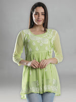 Load image into Gallery viewer, Seva Chikan Hand Embroidered Georgette Lucknowi Chikan Top