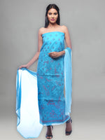 Load image into Gallery viewer, Seva Chikan Hand Embroidered Turquoise Cotton Lucknowi Chikankari Unstitched Suit Piece-SCL0026