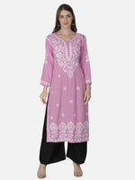 Load image into Gallery viewer, Seva Chikan Hand Embroidered Modal Cotton Lucknowi Chikan Kurti
