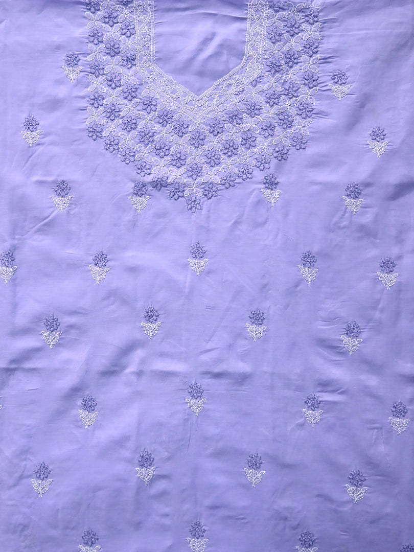 Seva Chikan Hand Embroidered Mauve Cotton Lucknowi Chikankari Unstitched Suit Piece-SCL13014