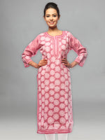 Load image into Gallery viewer, Seva Chikan Hand Embroidered Pink Cotton Lucknowi Chikan Kurta-SCL0661