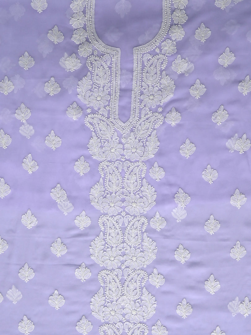 Seva Chikan Hand Embroidered Mauve Georgette Lucknowi Chikankari Unstitched Suit Piece-SCL13121