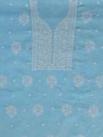 Load image into Gallery viewer, Seva Chikan Hand Embroidered Blue Cotton Lucknowi Chikankari Unstitched Suit Piece-SCL13102
