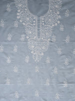 Load image into Gallery viewer, Seva Chikan Hand Embroidered Grey Cotton Lucknowi Chikankari Unstitched Suit Piece-SCL13082
