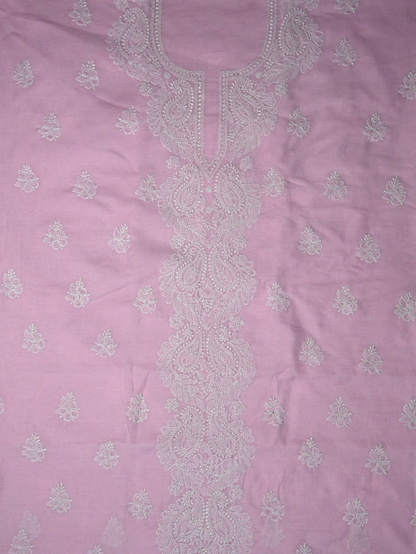 Seva Chikan Hand Embroidered Pink Terivoil Cotton Lucknowi Chikankari Unstitched Suit Piece-SCL13022