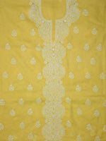 Load image into Gallery viewer, Seva Chikan Hand Embroidered Yellow Terivoil Cotton Lucknowi Chikankari Unstitched Suit Piece-SCL13026
