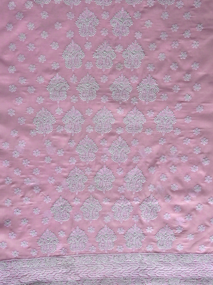 Seva Chikan Hand Embroidered Pink Cotton Lucknowi Chikankari Unstitched Suit Piece-SCL13096